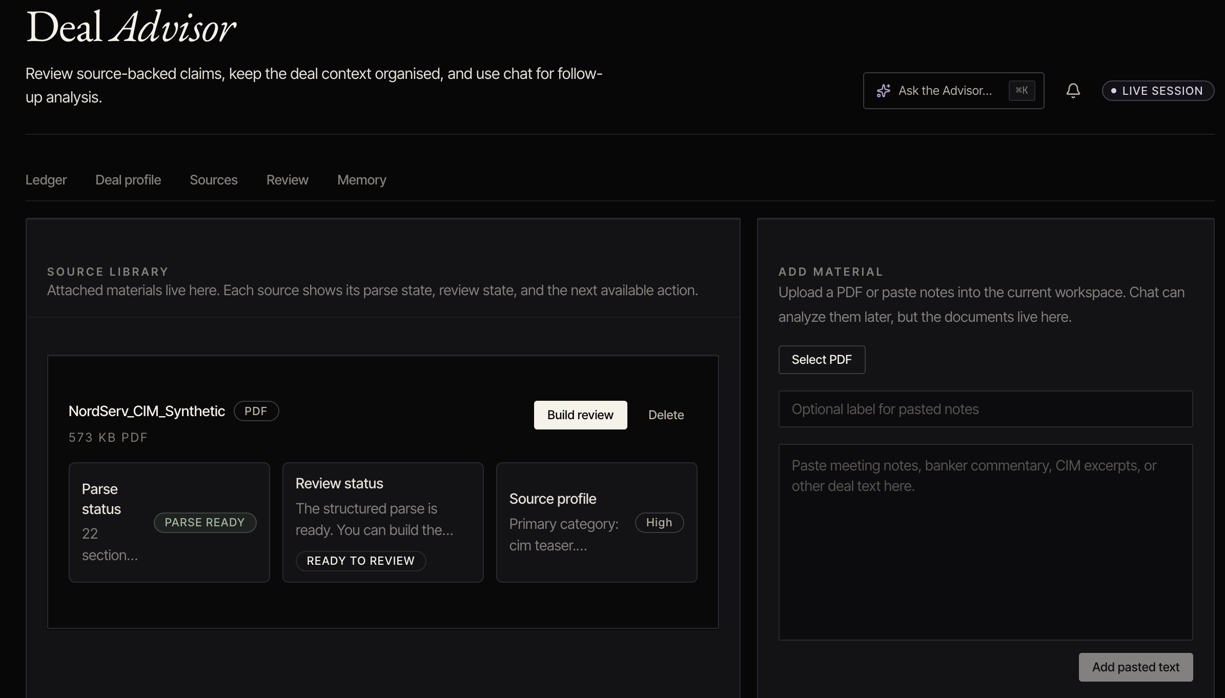 Demo · Claim cards with page-level evidence